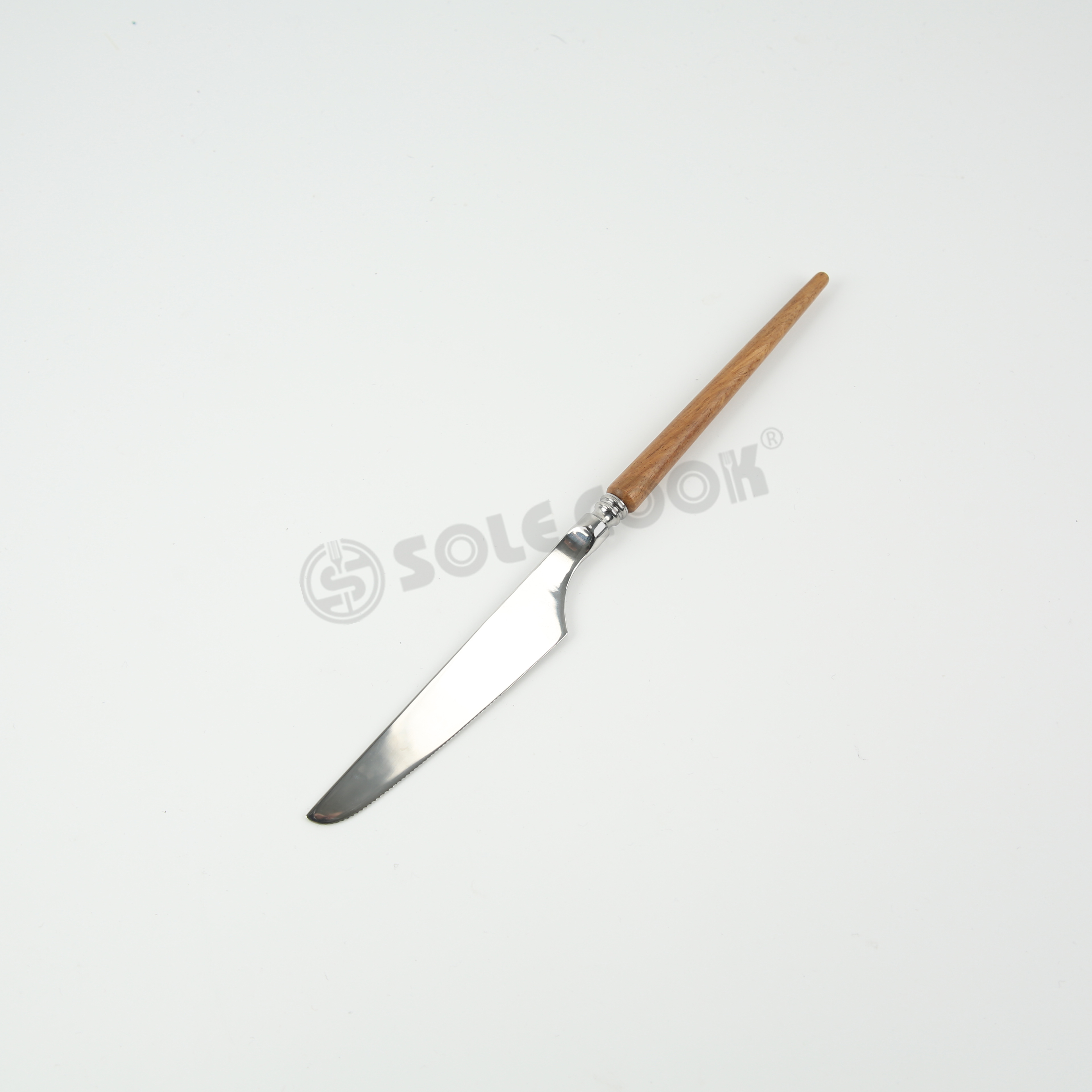花梨木尖尾刀叉勺/木柄刀叉勺/刀叉勺/不锈钢餐具/餐具套装/西餐具白底实物图