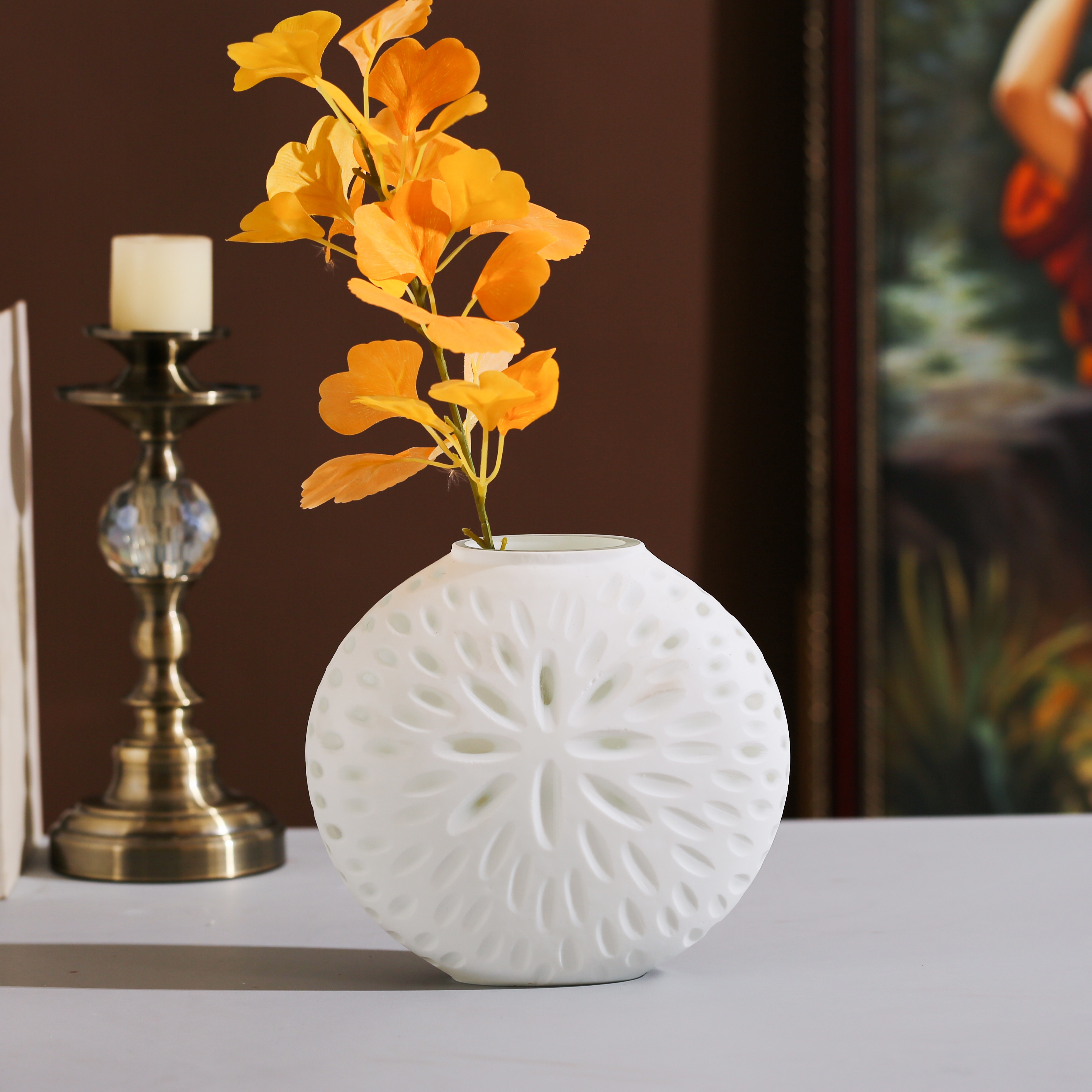 中式磨砂刻磨/鲜花水培插花/高档玻璃花瓶细节图