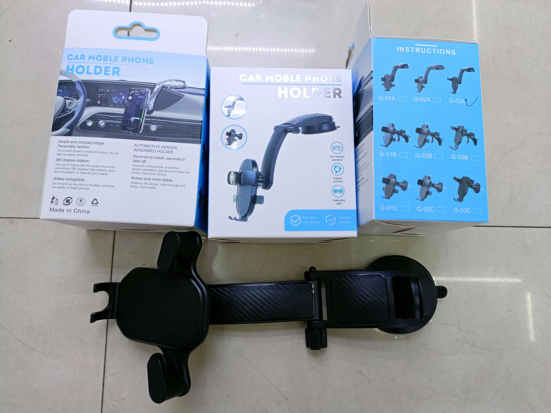 C-03系列车载手机支架 吸盘支架/三脚出风口支架/挂钩出风口支架详情图4