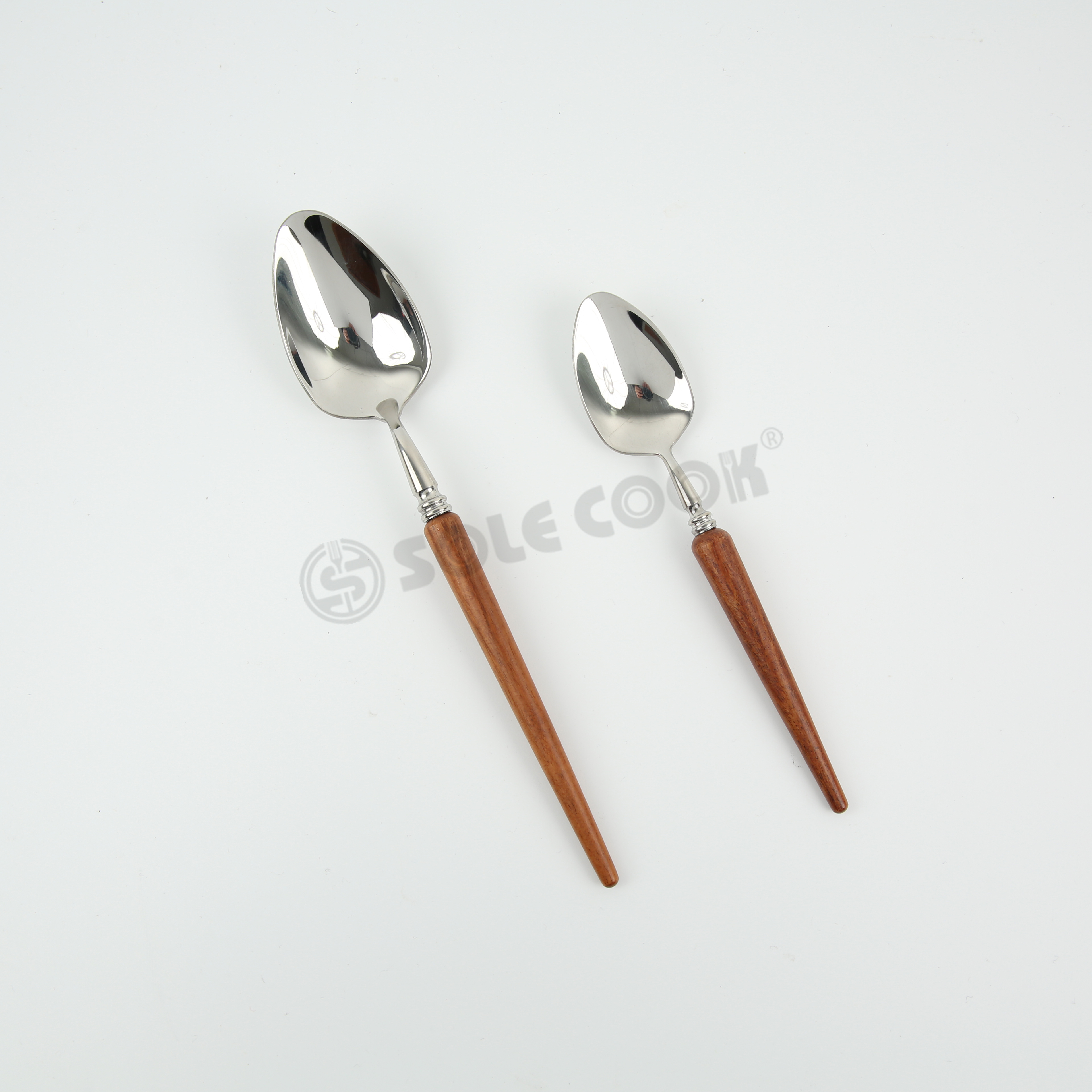 花梨木尖尾刀叉勺/木柄刀叉勺/刀叉勺/不锈钢餐具/餐具套装/西餐具产品图