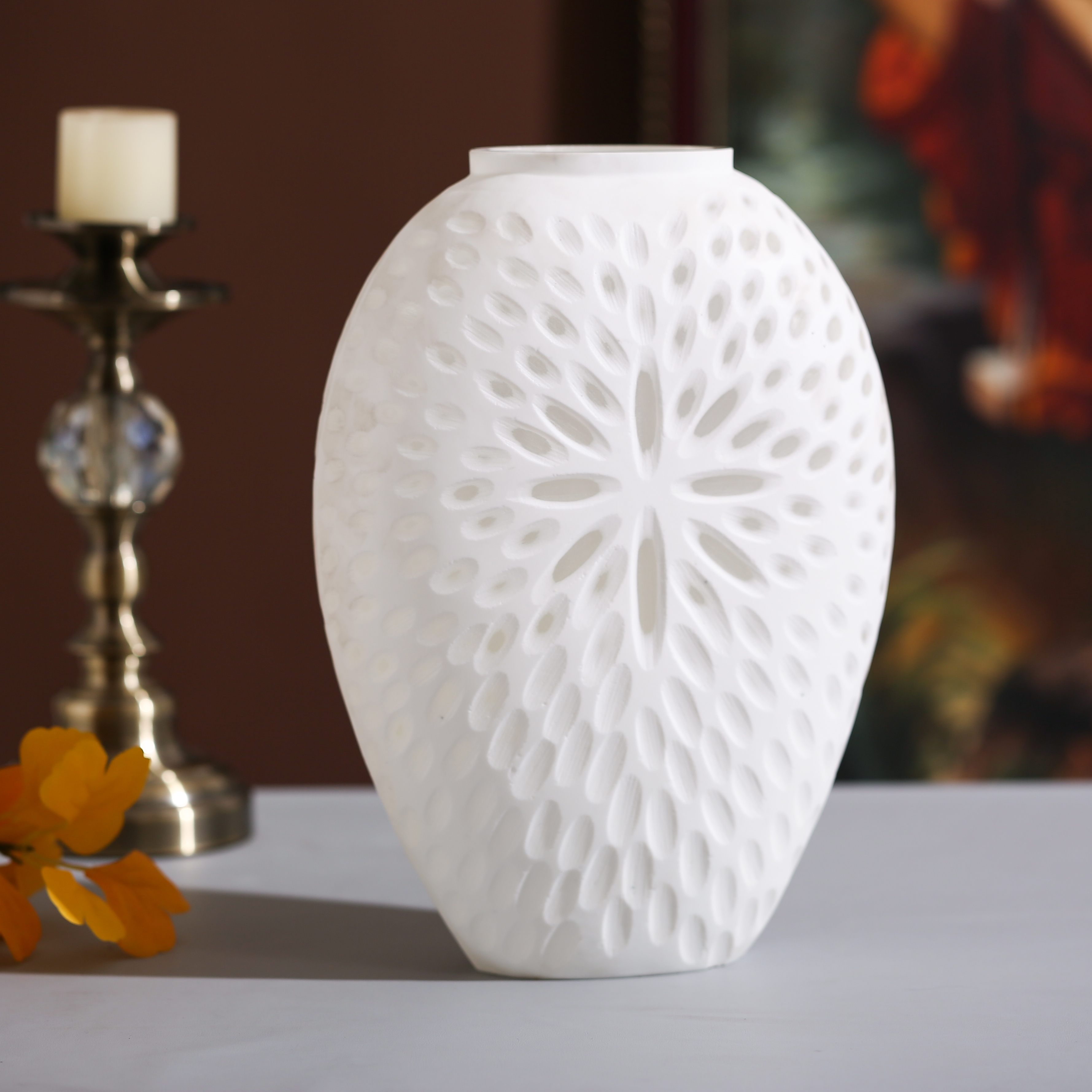 中式磨砂刻磨/鲜花水培插花/高档玻璃花瓶白底实物图