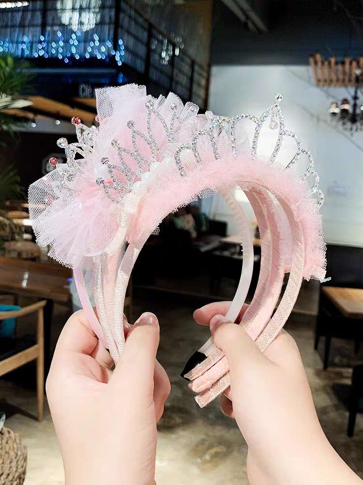 Children's hair bands, girls' crown headbands, headwear, princess crown hair clips, little girls' hair clips, mesh, bow hair accessories Application Scenario