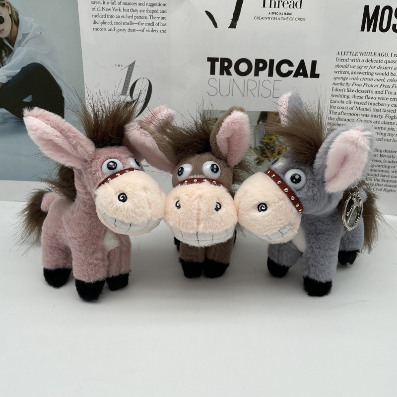 Cute donkey plush doll key chain creative simulation donkey bag pendant boutique doll grab machine doll