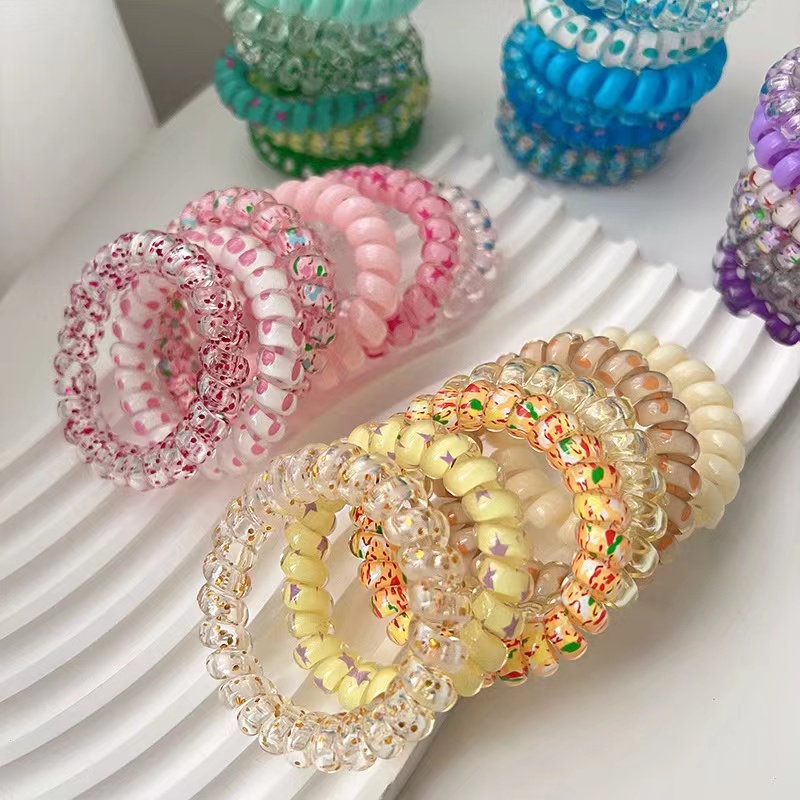Sweet candy-colored hair tie, gradient color series, telephone line hair band, hair tie, women's seamless hair tie, hair band that won't damage hair, headwear details Picture