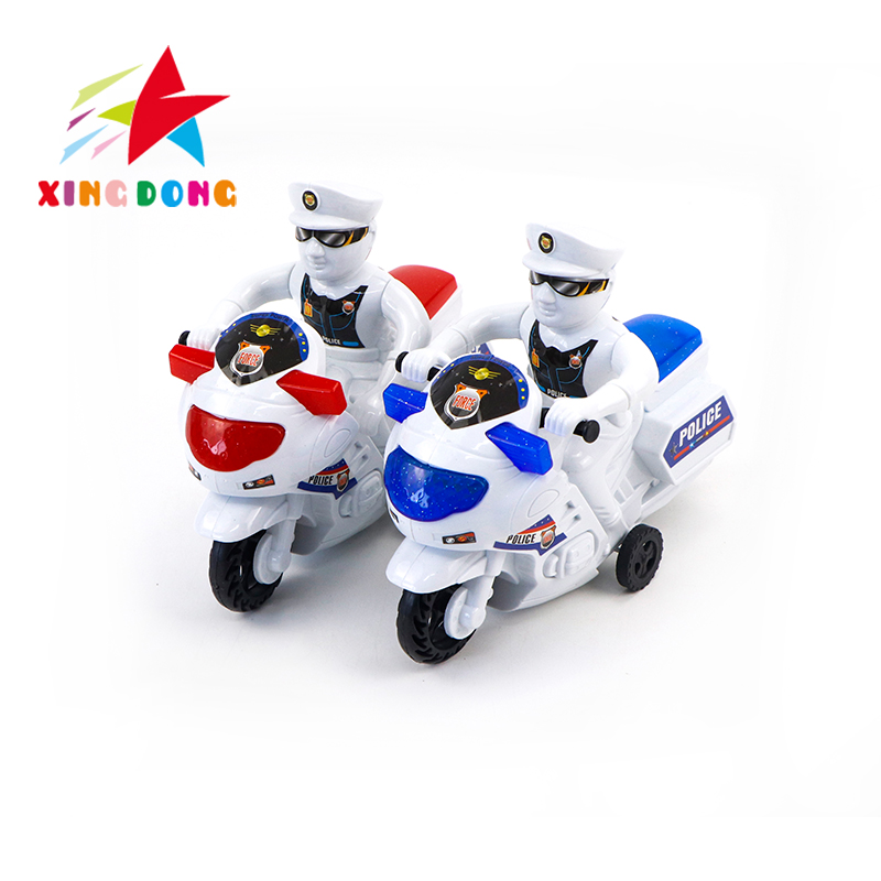 儿童玩具车 拉线灯光摩托车 男孩礼品地摊玩具 摩托警车