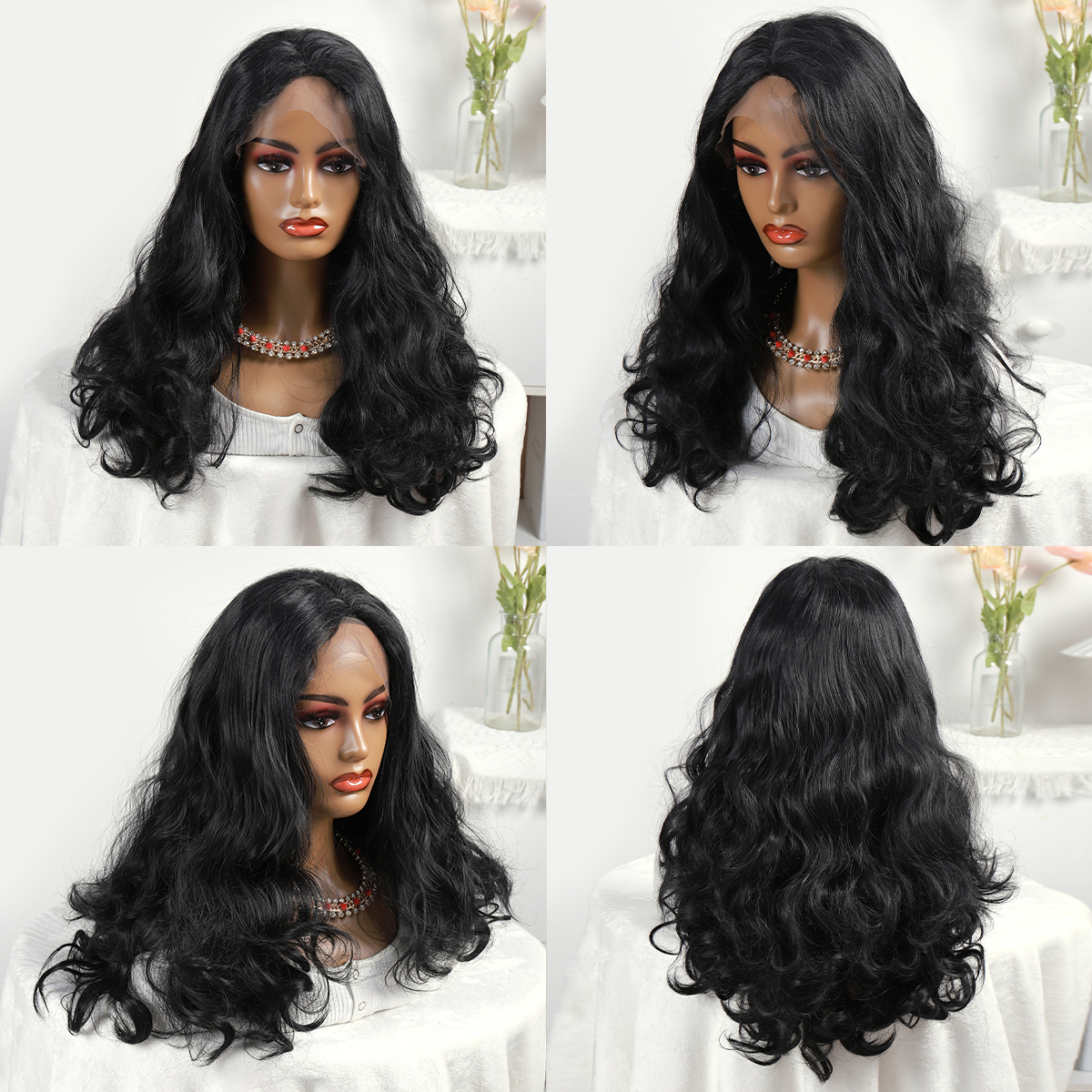 Cross-border European and American wigs, women's fashionable synthetic fiber headwear, black fluffy long curly hair, factory direct sales newlook