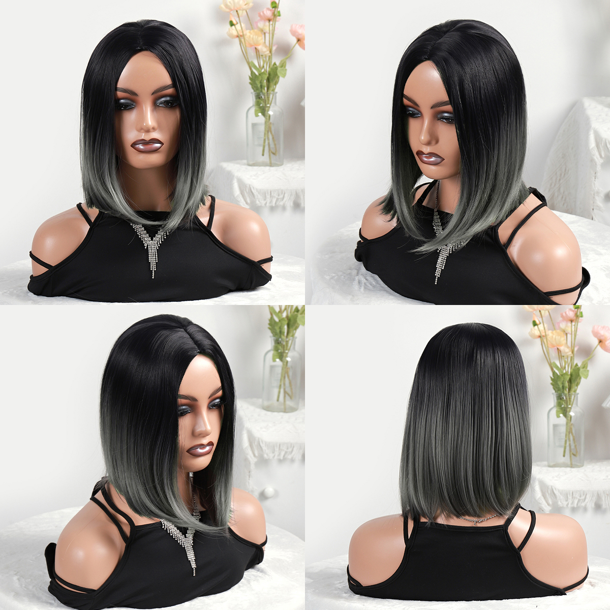 Cross-border European and American wigs, short hair for women, fluffy face shaping, mid-parted type false headwear factory direct sales newlook