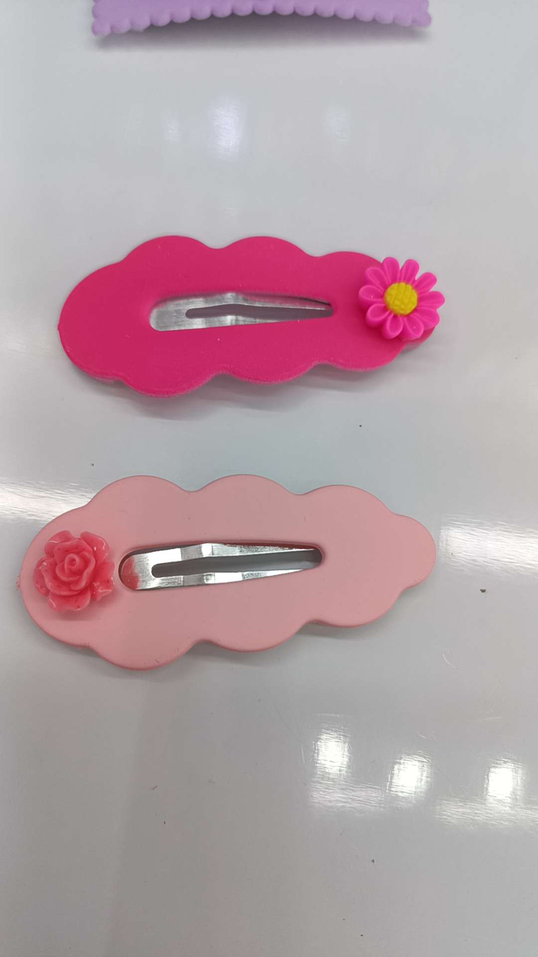 少女套塑托园BB夹梅红色十软陶配件压夹女孩可爱外贸内销水果糖果色几何形流海夹留海夹粉红儿童详情图3