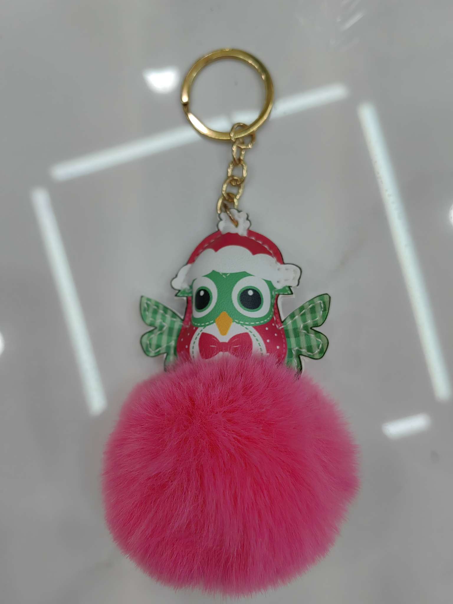 3711 Qilisa Accessories Owl Fur Ball Keychain Pendant
