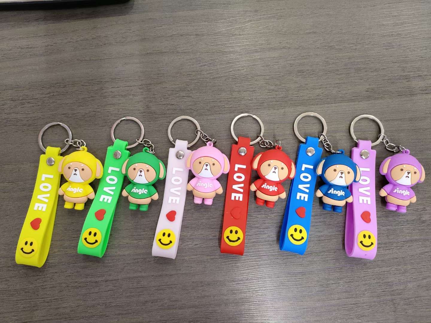 Leather cord silicone key chain