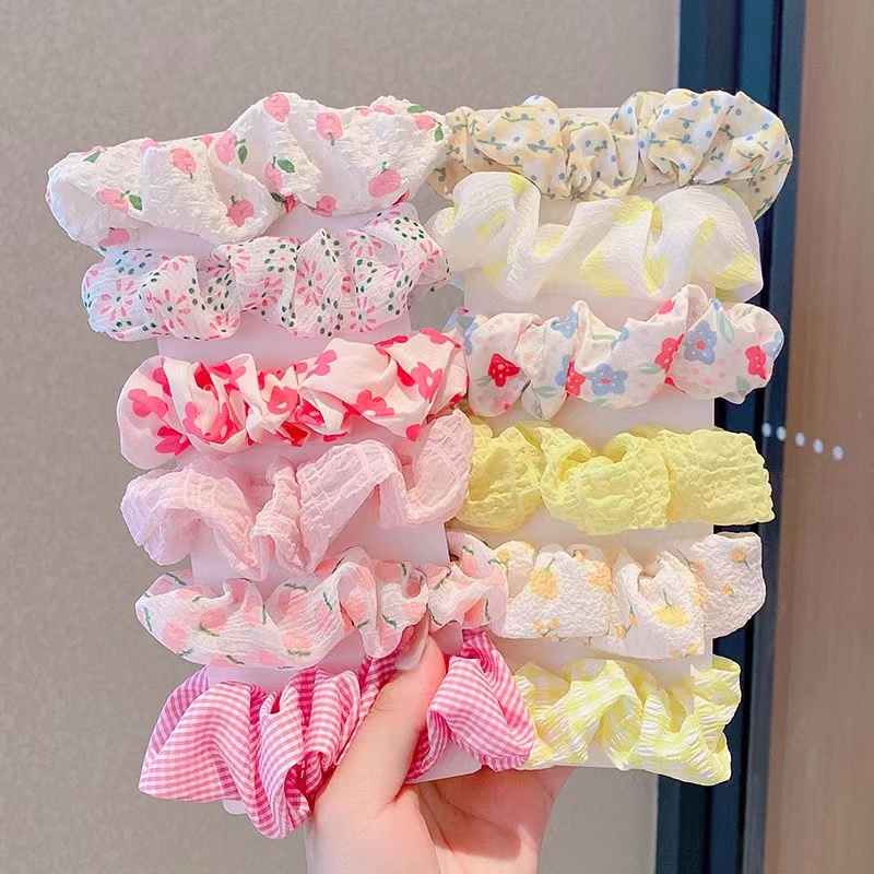 Children's Korean-style cute large intestine hair band, baby's summer sweet ins headwear, girls' ponytail hair bun hair accessory Specification image