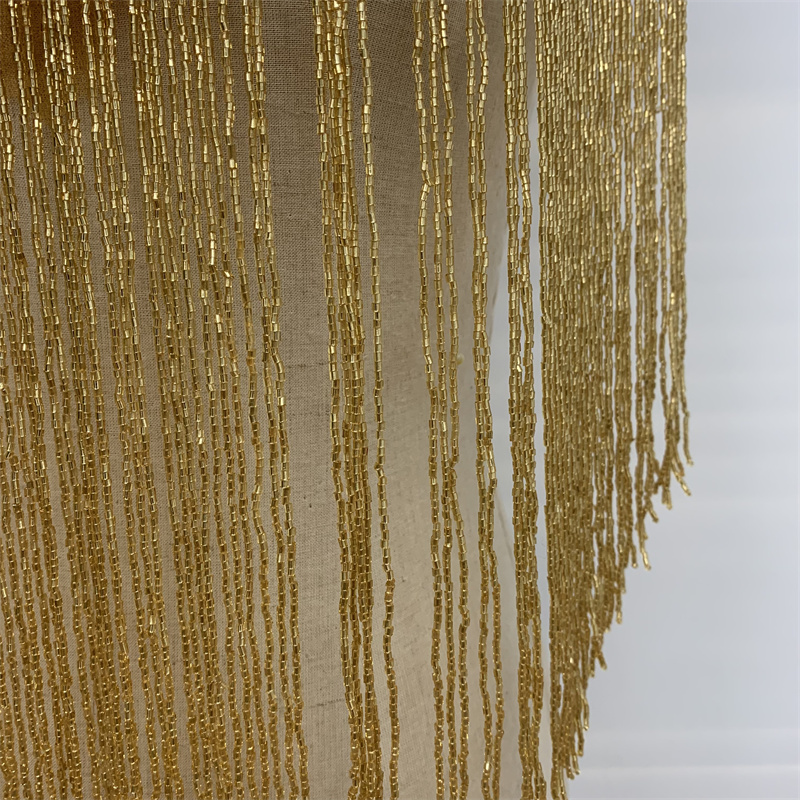 Gold hand-stitched beaded tassels, gauze applique, wedding dress, evening gown, dance dress, clothing accessories Specification image