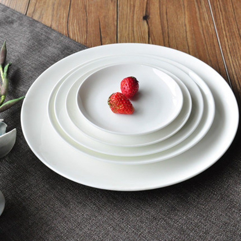 Hotel Western-style shallow plates, pure white ceramic plates, steak plates, grilled meat, moonlight round plates, daily tableware Item Picture