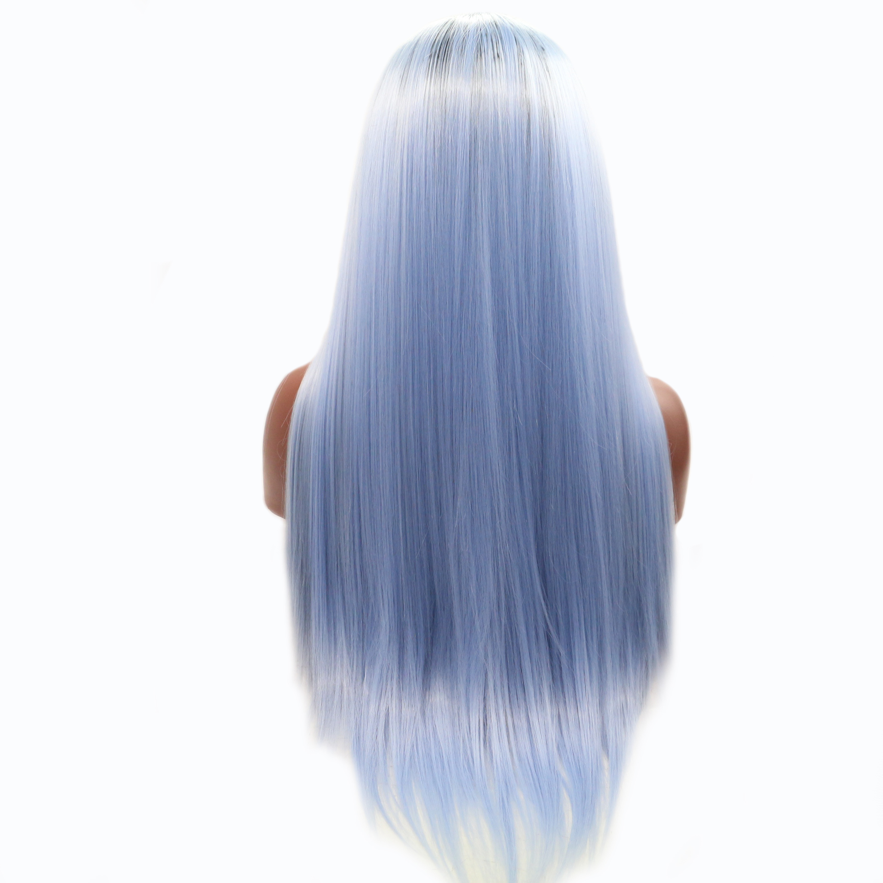 newlook for cross-border trade: Long straight hair in gradient blue hand-woven lace synthetic fiber wigs Application Scenario