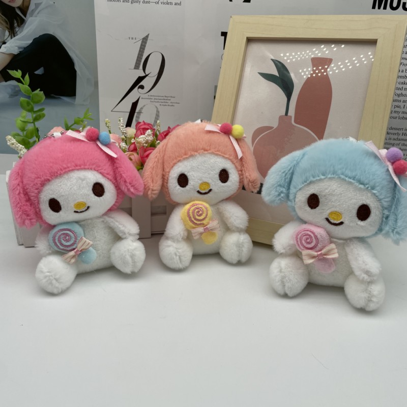 Sanrio series lollipop melody plush doll key chain export plush pendant bag hanging ornaments