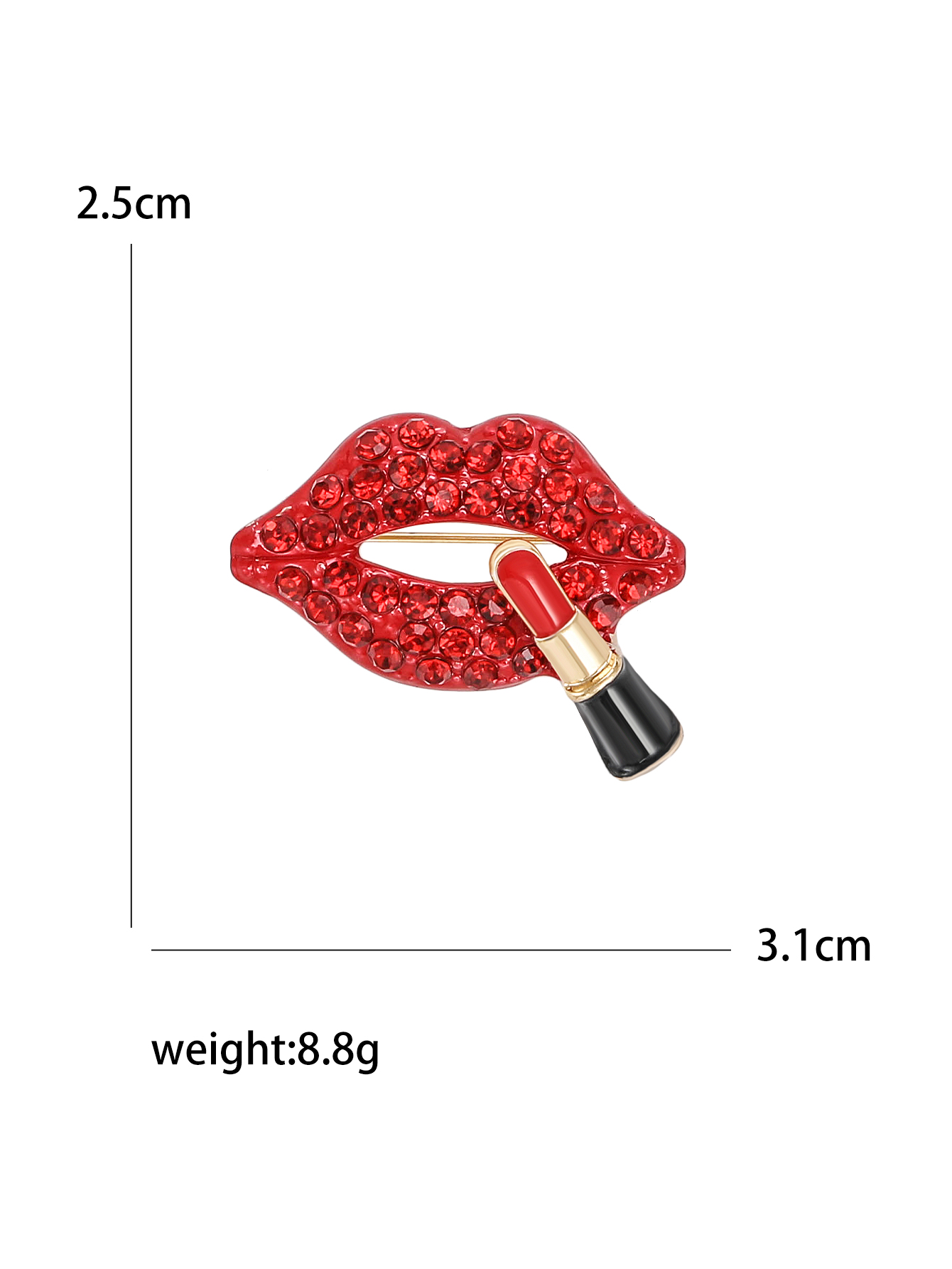 New best-selling full-diamond brooch accessories for women, fashionable and sexy red lipstick lip brooch, high-end feminine charm, luxurious and versatile suit brooch Application Scenario