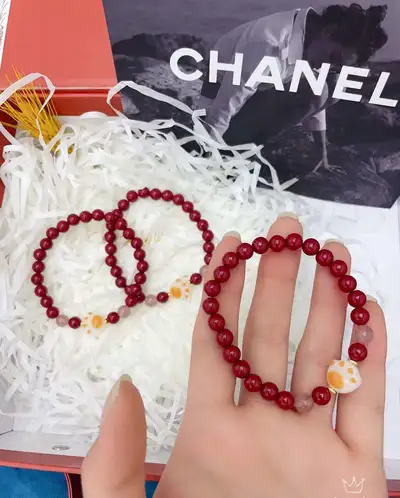 Crystal Pearl Jewelry Charcoal Burnt Cat Claws Vermilion Red Over The New Year Bracelet