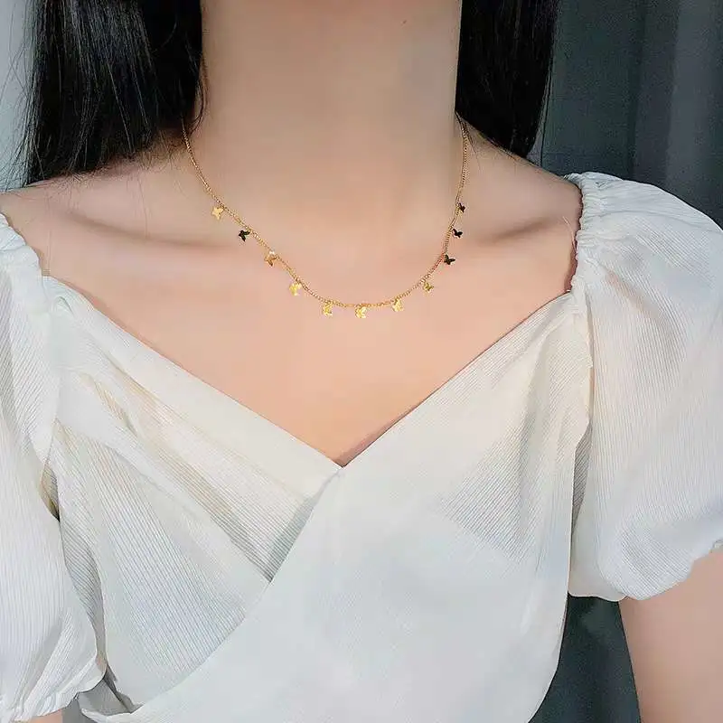 The full butterfly design collarbone chain necklace is made of titanium steel and does not fade. It is a light luxury necklace with a refined style detail image 5