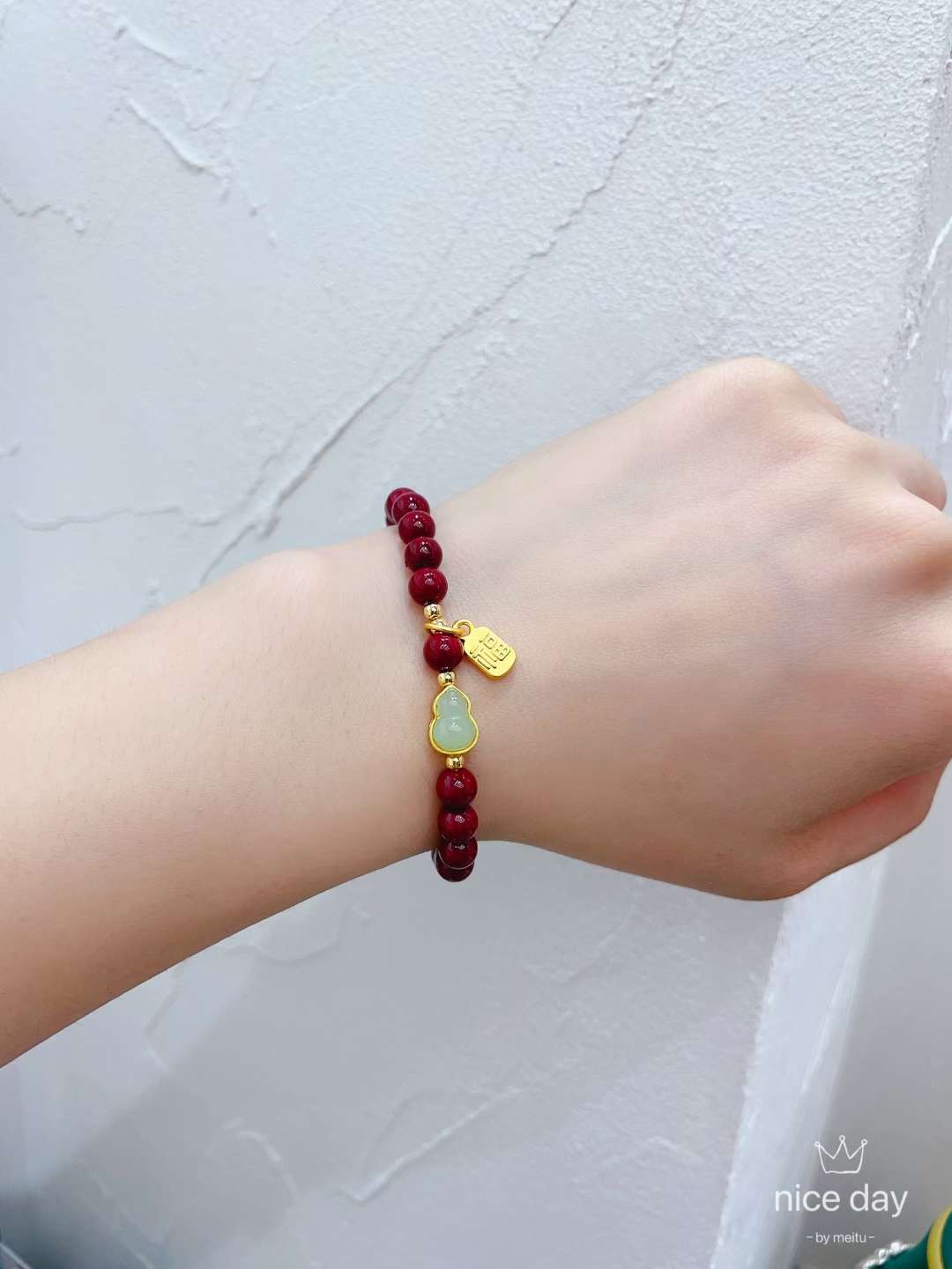 Crystal Pearl Jewelry Vermilion Red Luck Bracelet full figure