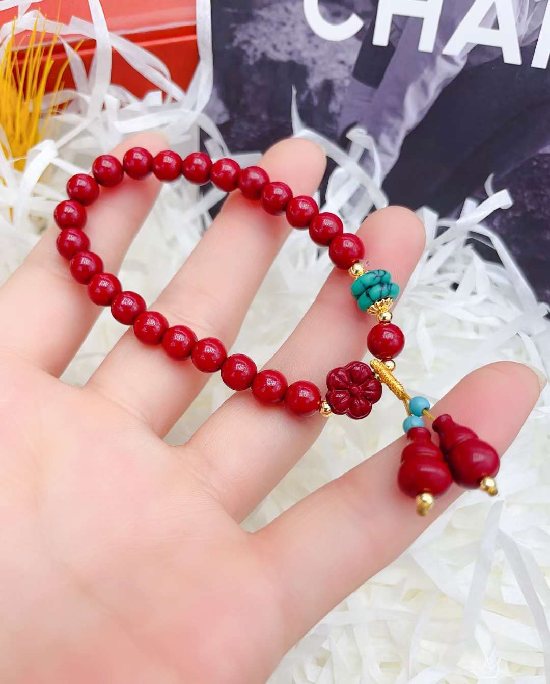 Crystal Pearl Jewelry Fulu Red Vermilion Bracelet Specification drawing