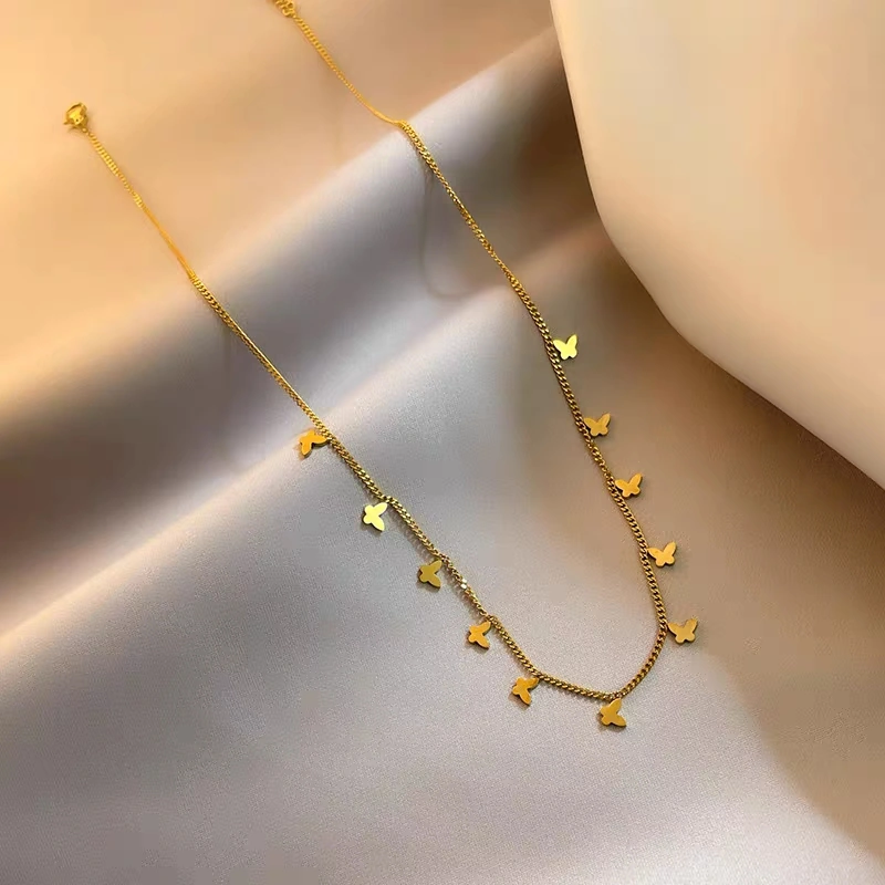 The full butterfly design collarbone chain necklace is made of titanium steel and does not fade. It is a light luxury necklace with a refined style detail image 4