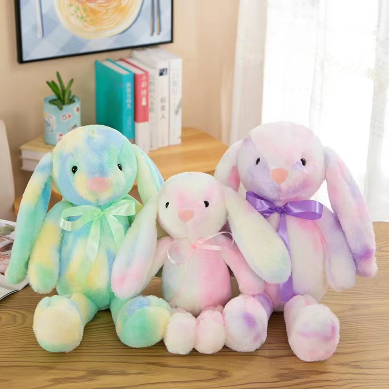 Wholesale of 2023 new gradient rabbit plush toy figurines, cute drooping ears rabbit soothing dolls for girls Specification image