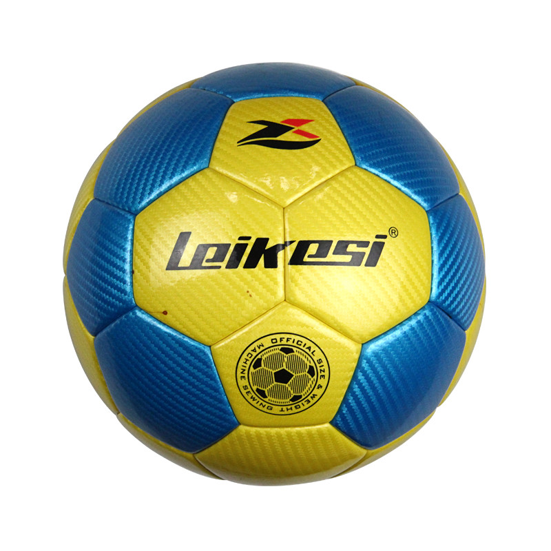 Leikesi Traditional Football PU Veneer Bouncy Soccer Ball Yellow & Blue Soccer Ball Size 5 Official Play and Excercise Football Ball thumbnail