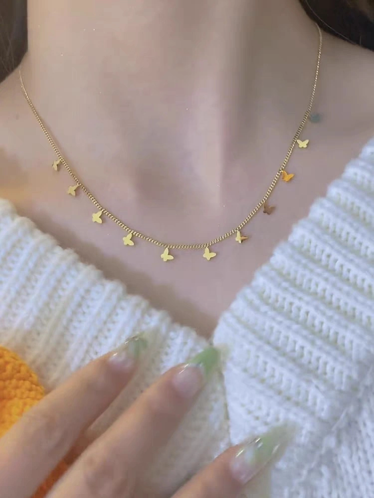 The full butterfly design collarbone chain necklace is made of titanium steel and does not fade. It is a light luxury necklace with a refined style detail image 3
