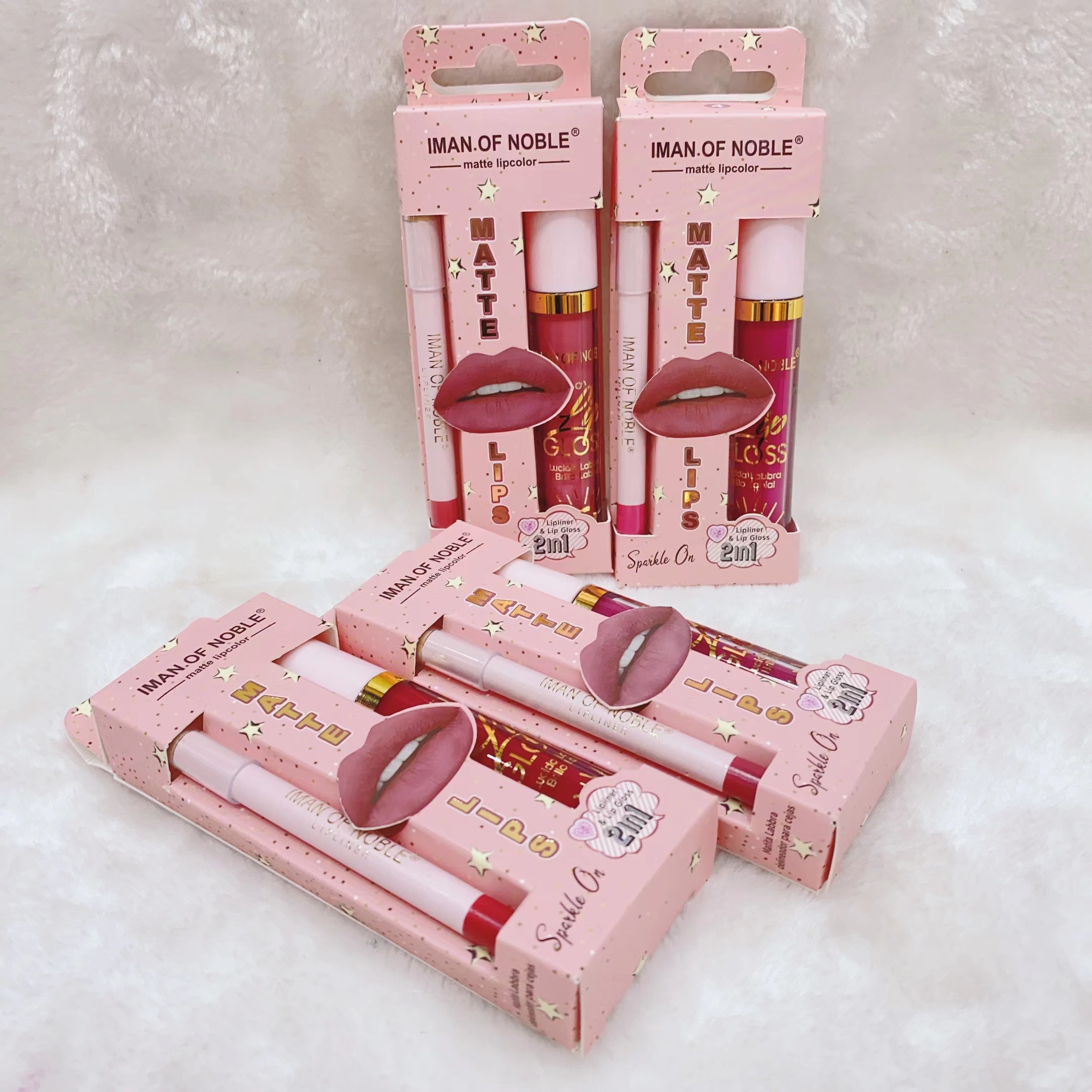 IMAN品牌新款/唇彩小套盒/唇彩唇线笔/试用装不沾杯/持妆不掉妆细节图