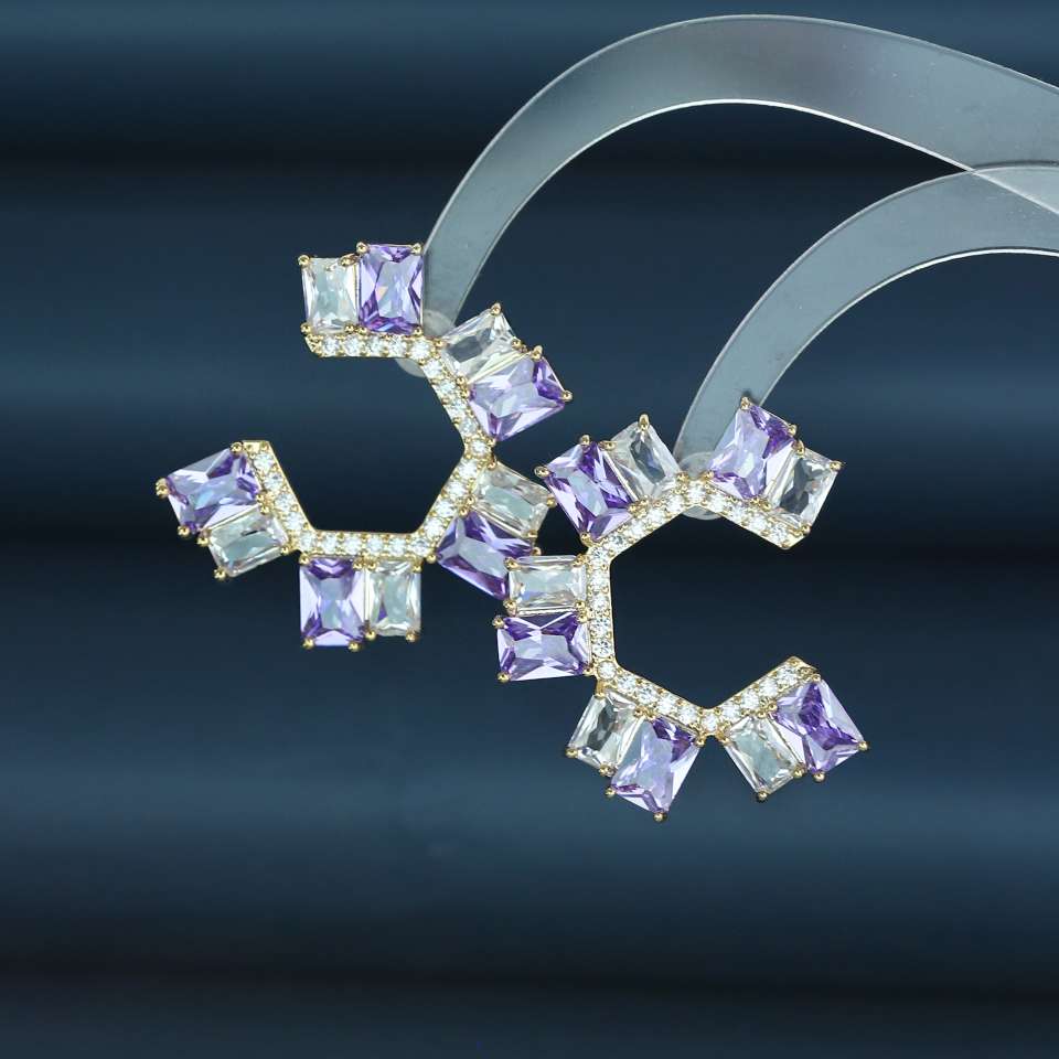 The 2023 new stylish square-shaped zircon earrings s925 with silver needle design exude a sense of high-end and light luxury for women detail image 3