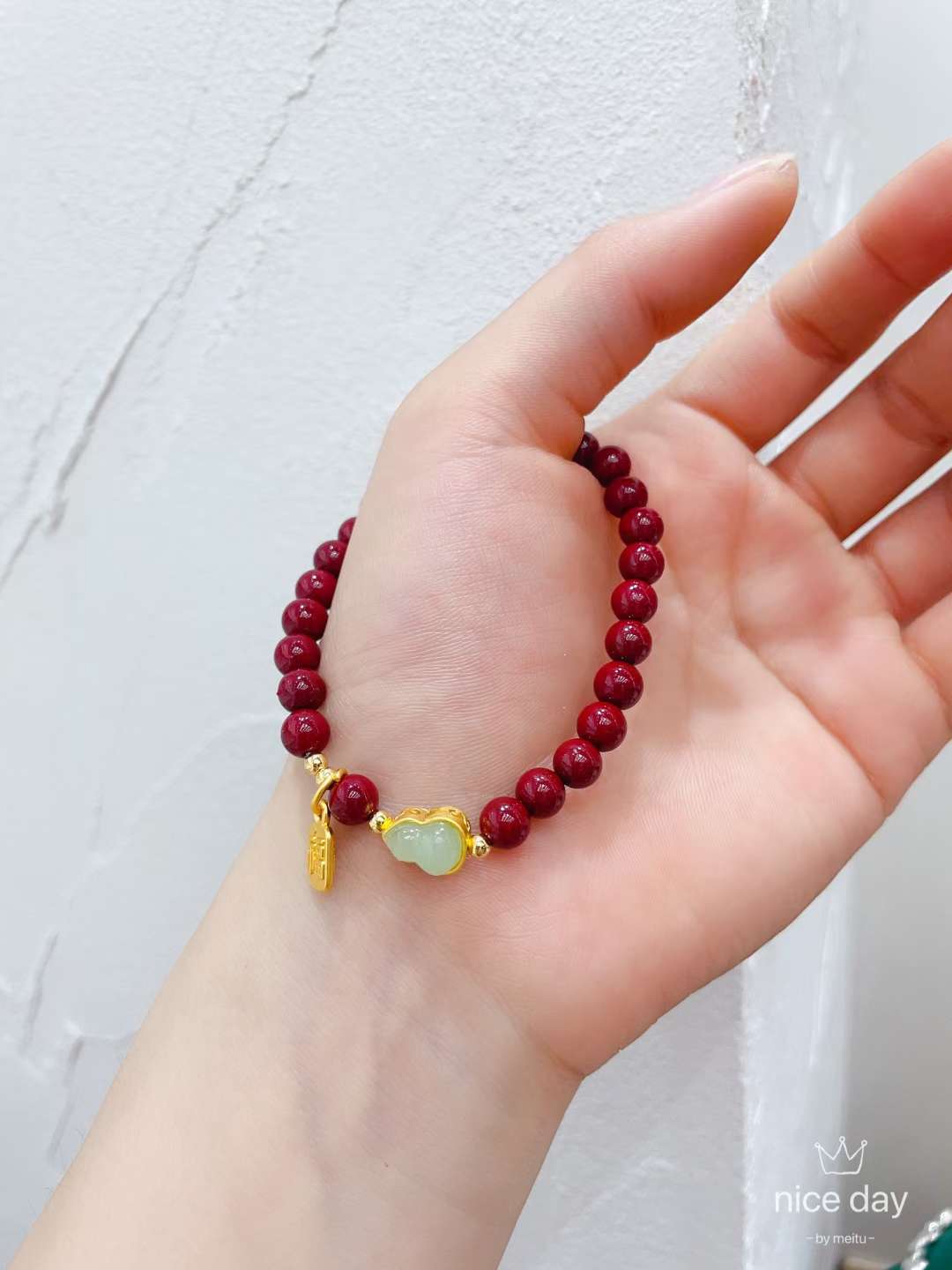 Crystal Pearl Jewelry Vermilion Red Luck Bracelet Specification drawing
