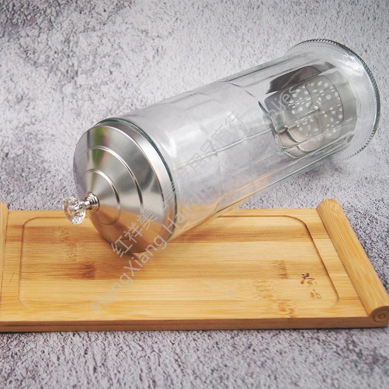 美妆工具消毒杯理发沙龙消毒瓶 美甲用品工具消毒杯 玻璃消毒水瓶小号1000ml详情6