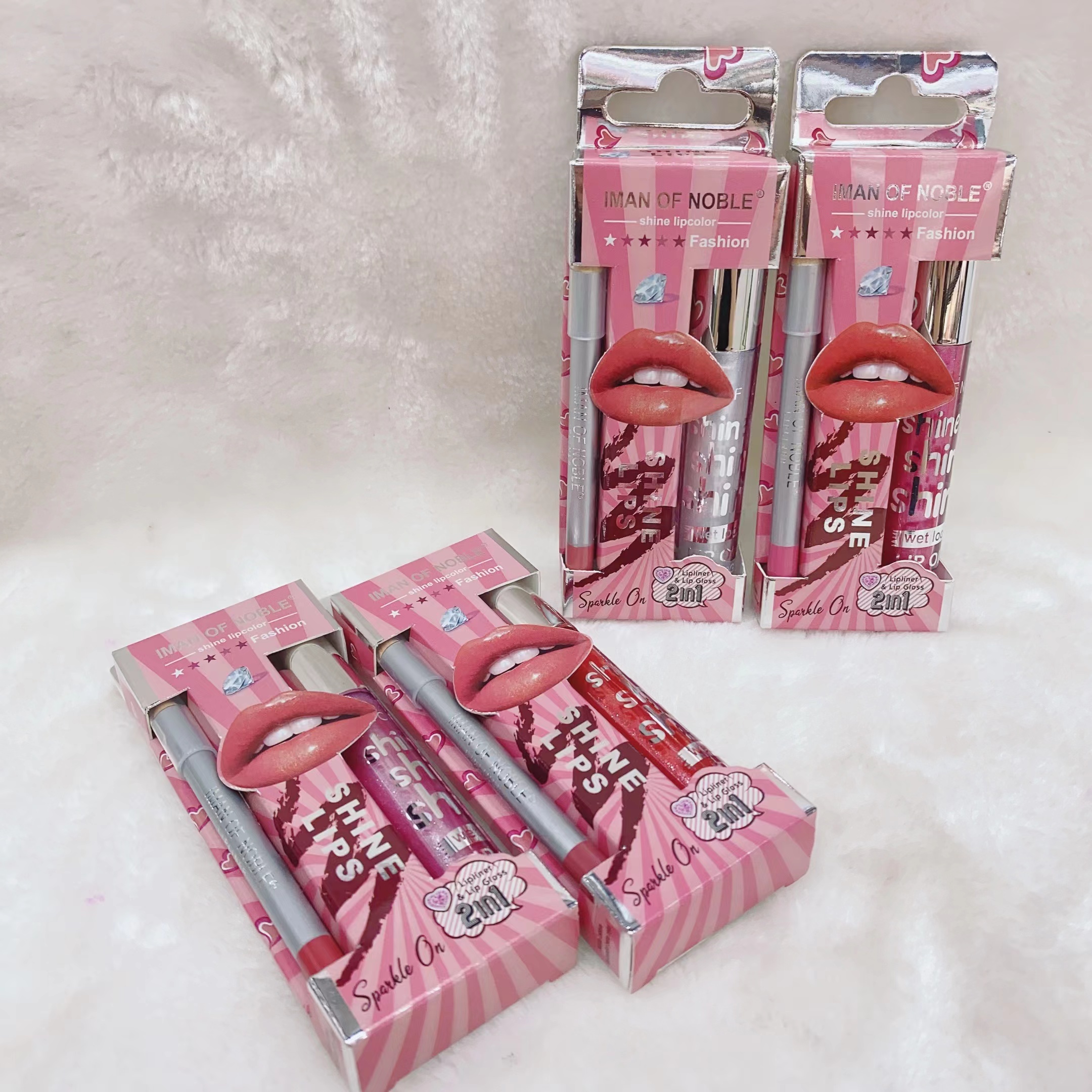 IMAN品牌新款/唇彩小套盒/唇彩唇线笔/试用装不沾杯/持妆不掉妆/珠光唇彩/滋润不沾杯产品图