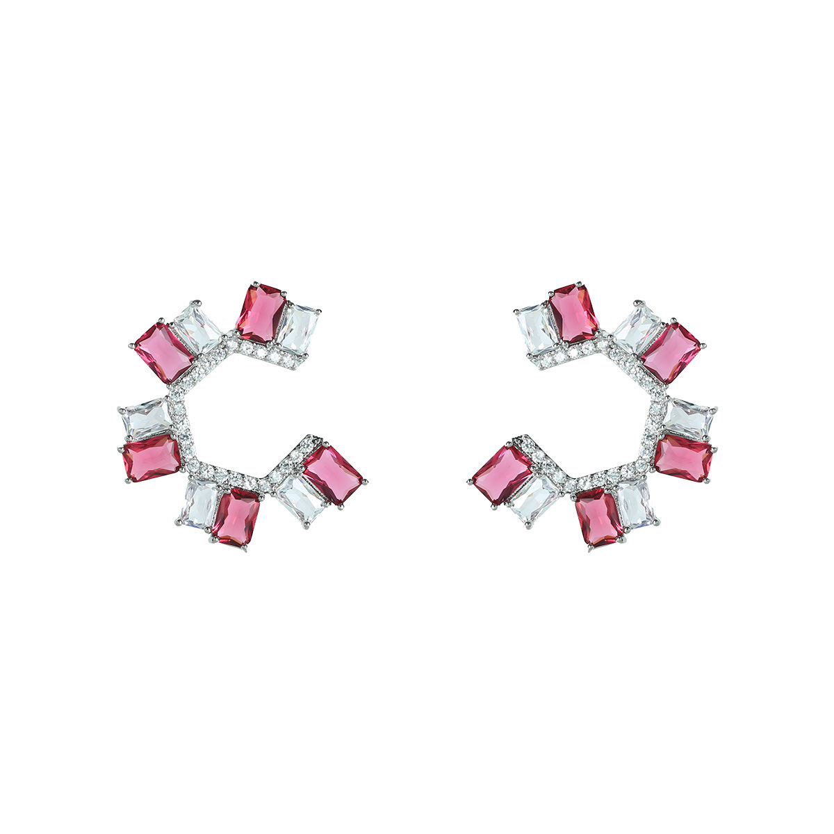 The 2023 new stylish square-shaped zircon earrings s925 with silver needle design exude a sense of high-end and light luxury for women Item Picture