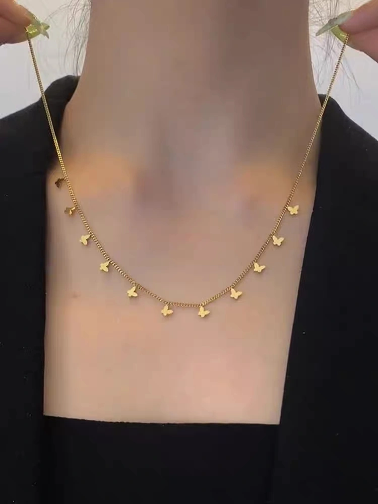 The full butterfly design collarbone chain necklace is made of titanium steel and does not fade. It is a light luxury necklace with a refined style detail image 6