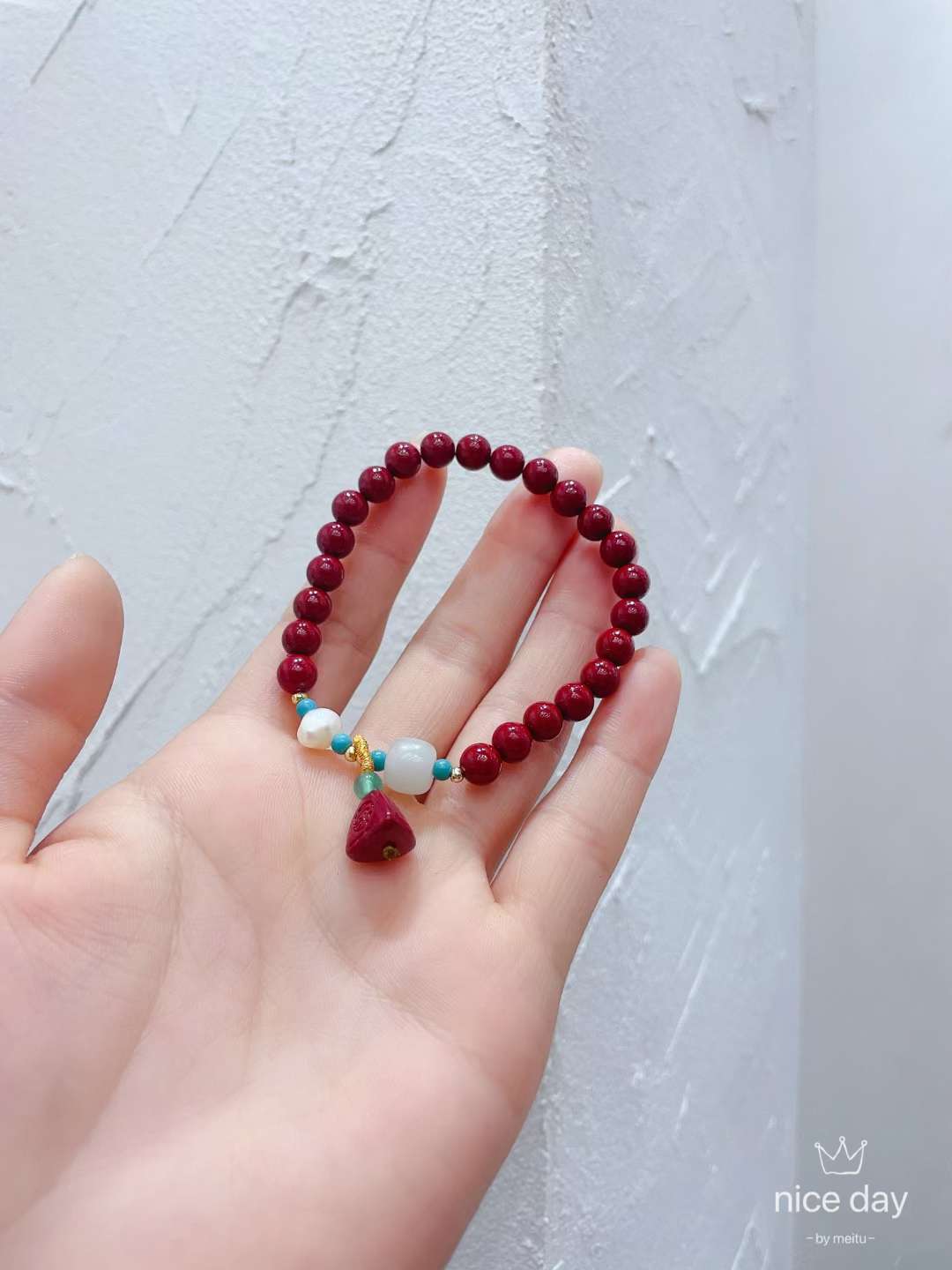 Crystal Pearl Pearl Pearl Cinnabar Bracelet Specification drawing