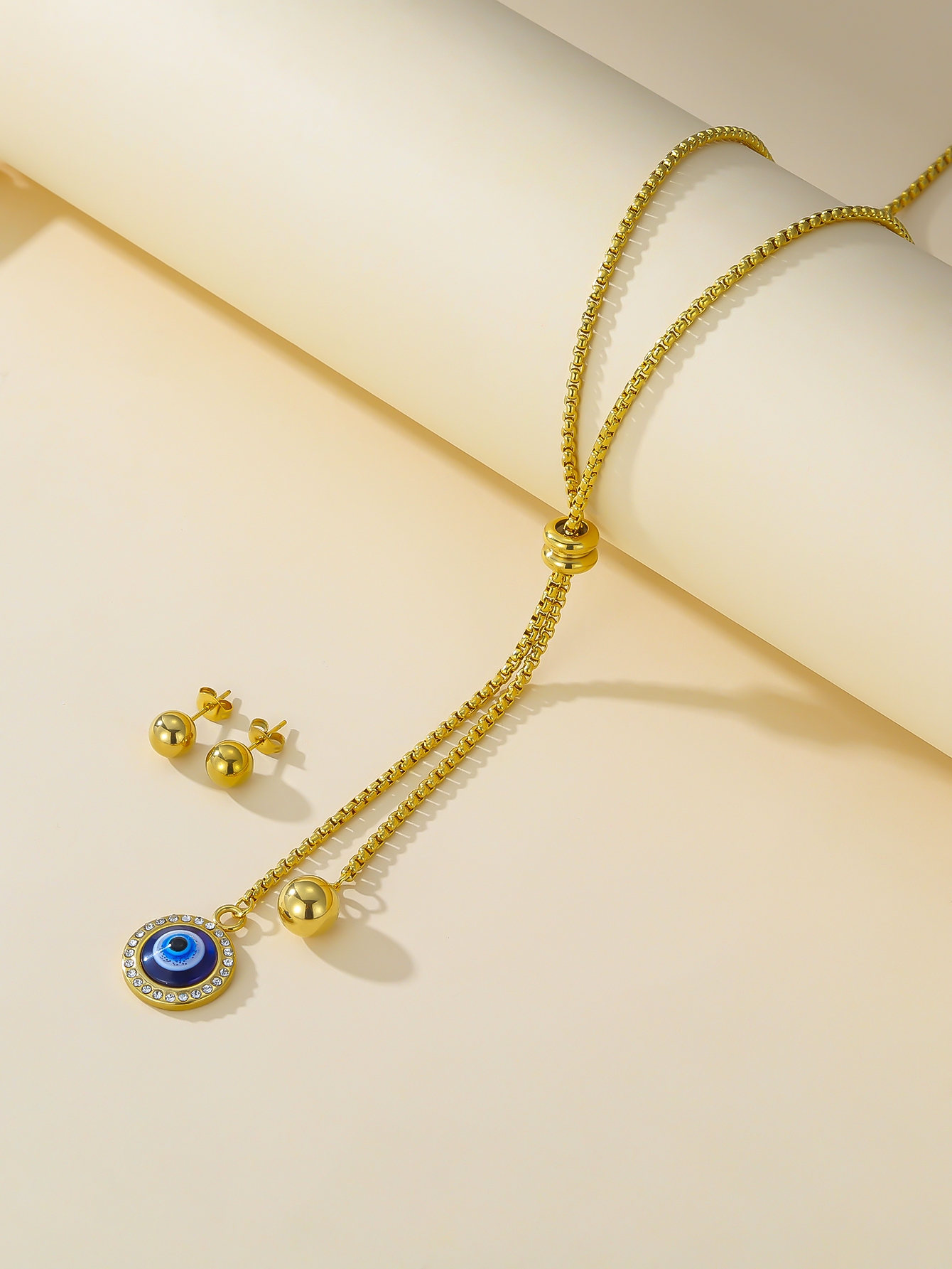 -钛钢恶魔眼项链/-不锈钢项链/-嘻哈毛衣链/-耳钉套装/-挂件配饰项链产品图