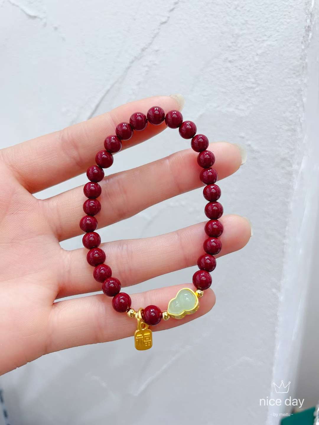Crystal Pearl Jewelry Vermilion Red Luck Bracelet details Picture