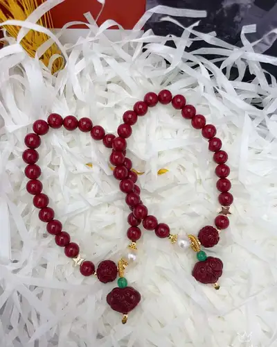 Crystal Pearl Jewelry Vermilion Red Lantern High Hanging Bracelet