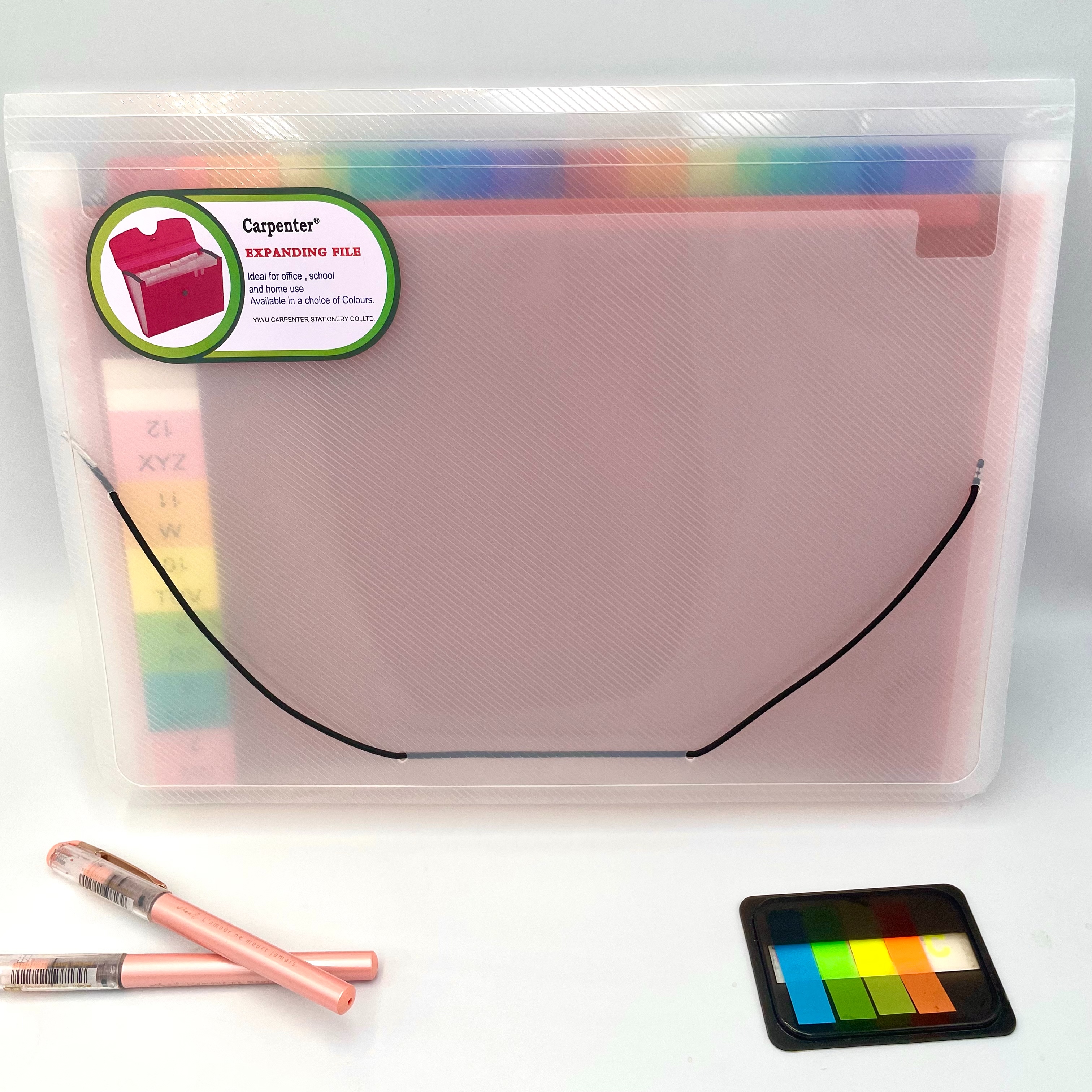 斜纹透明风琴包13层 A4票据资料包绑带文件收纳包厂家直销文件夹详情3