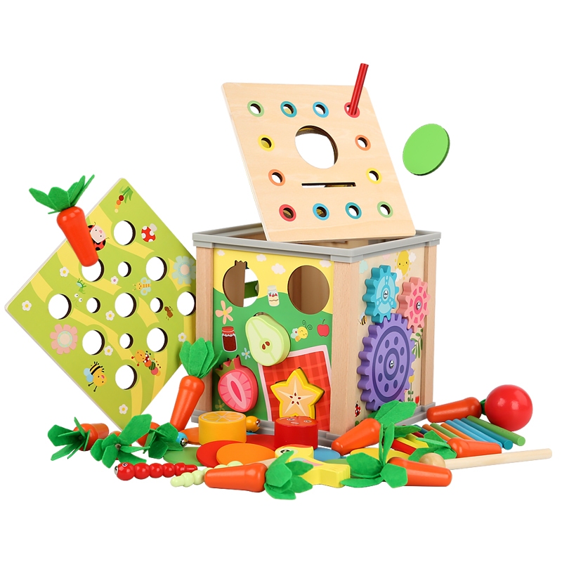 新品多功能九合一百宝箱拔萝卜形状配对玩具套装幼儿园益智玩具