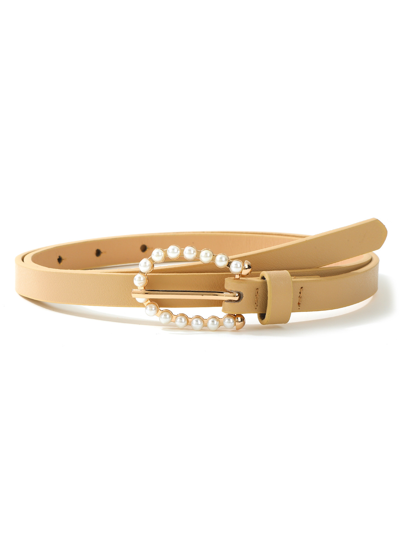 Pearl buckle pu women's dress with InS-style women's accessories, leopard print thin waist belt and leather strap details Picture