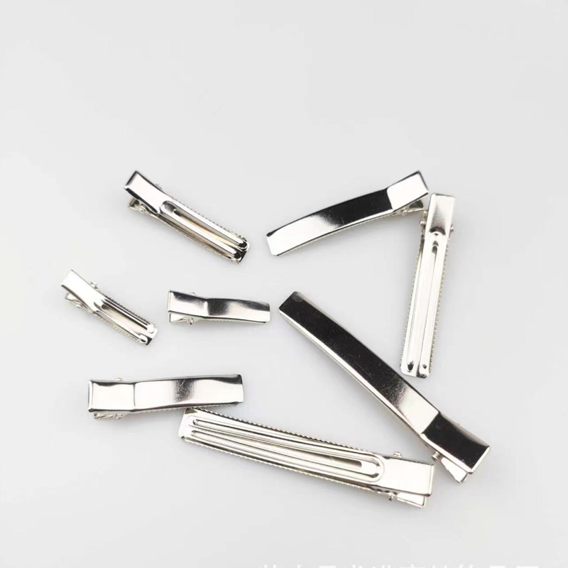 Factory direct sales of hair clips, spring clips, steel clips, 6 cm arched double fork clips, diy by hand, can be wrapped with fabric, square clips, square clips, large double fork flat arched headwear accessories Specification image