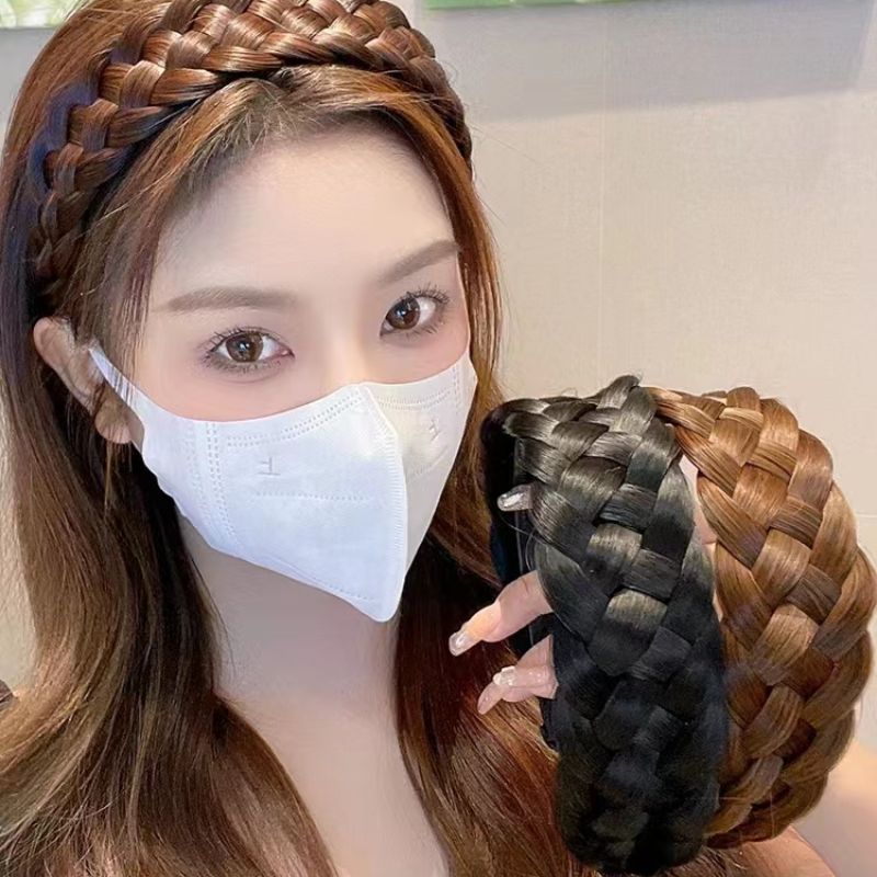 鱼骨辫假发发箍一体麻花辫高颅顶头  箍带齿防滑    发卡网红发带女头饰