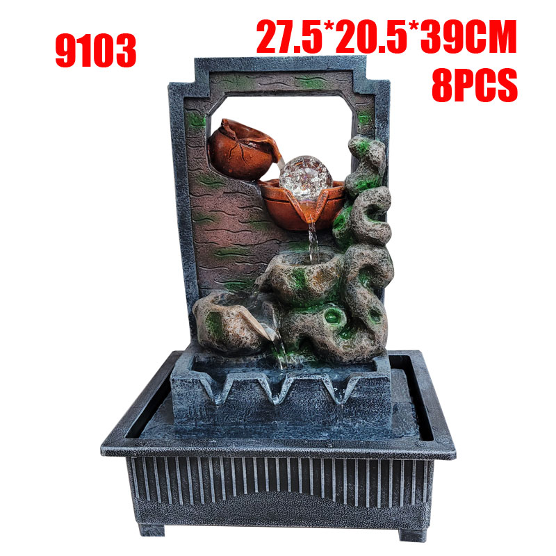 X9103厂家促销树脂喷泉欧式假山流水风水轮避邪财源滚滚创意工艺净化空气吉祥居家装饰送礼之精品