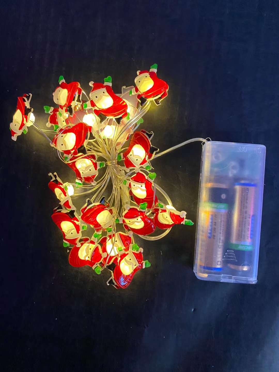 圣诞灯节日灯圣诞老人铜丝灯电池盒