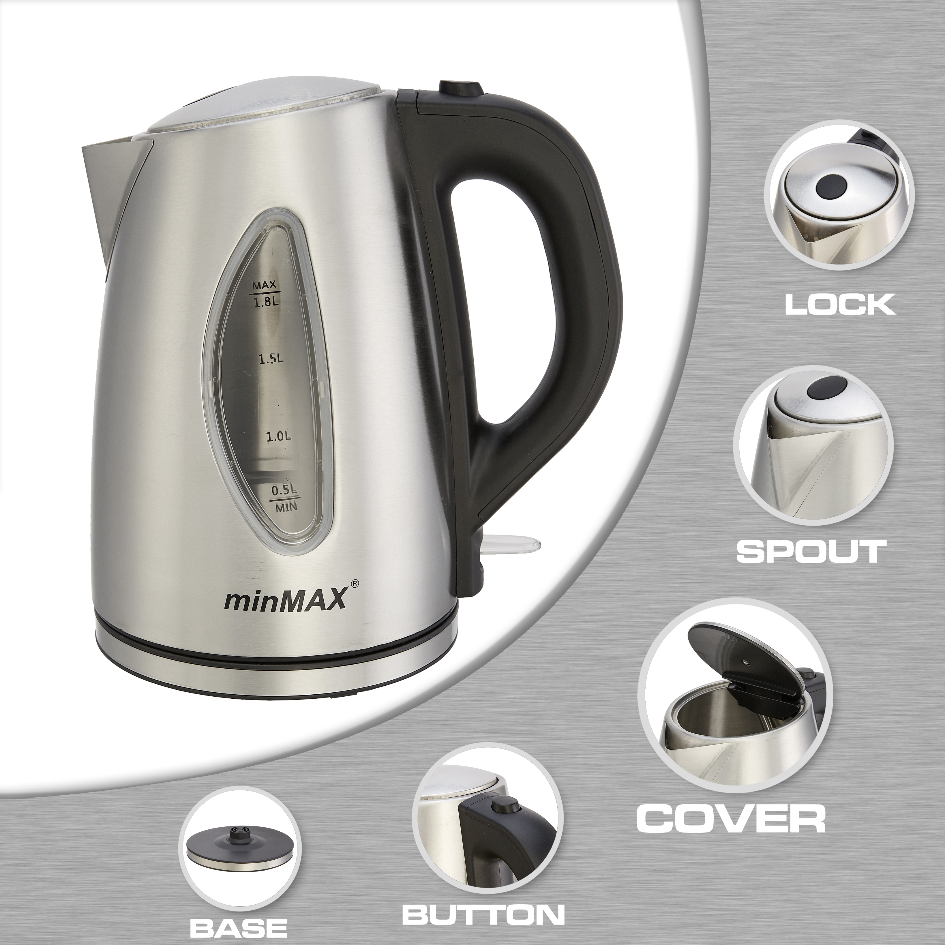 New min MAX electric kettle 6608, large capacity 2.0L, hotel and guesthouse household kettle in stock details Picture