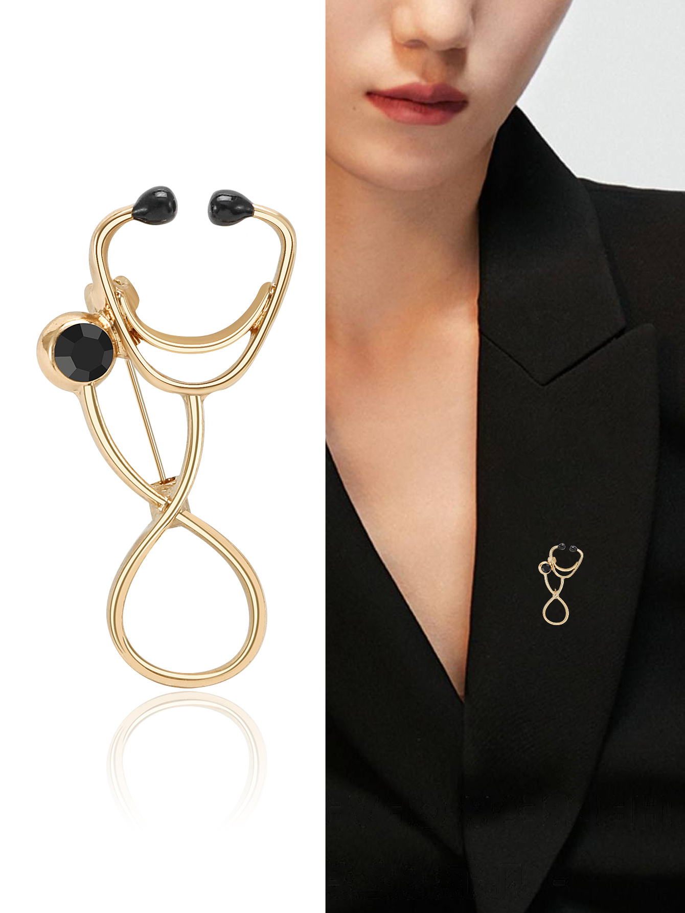 Creative Doctor Nurse Stethoscope Brooch Paramedic EMT Badge Pin Creative Metal Stethoscope Brooch Trend Personality Pin Doctor Collar Pin Badge Accessory