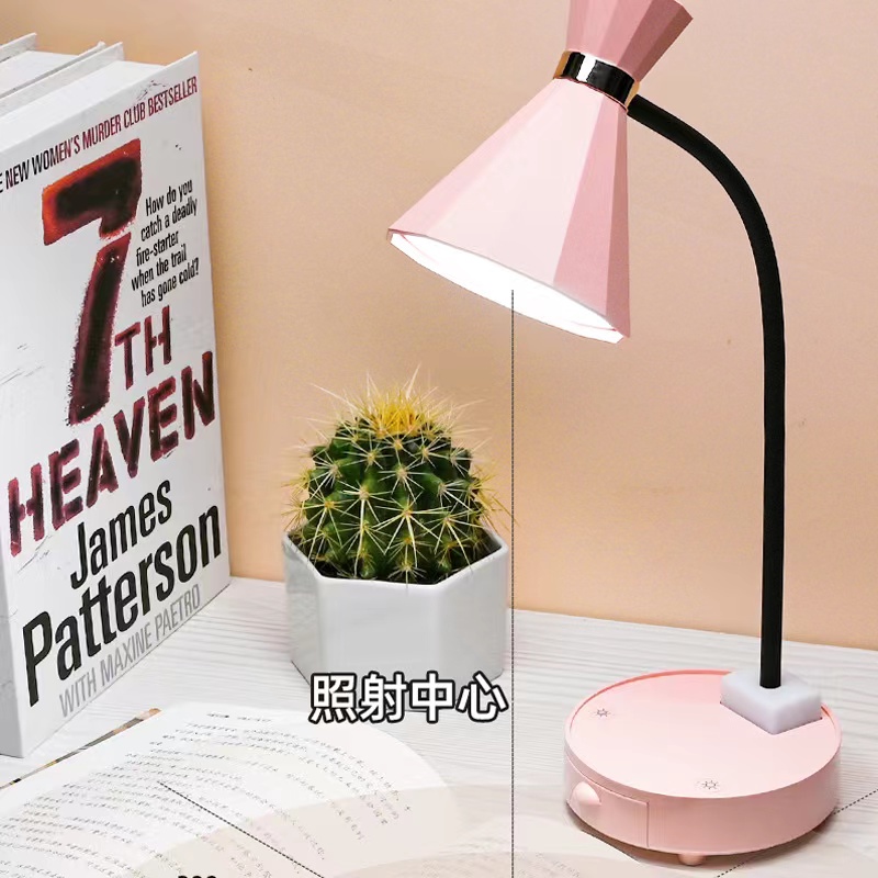Children's desks, student dormitories, dual-purpose flexible hose, dimming color eye-protecting desk lamp, LED study eye-protecting lamp details Picture