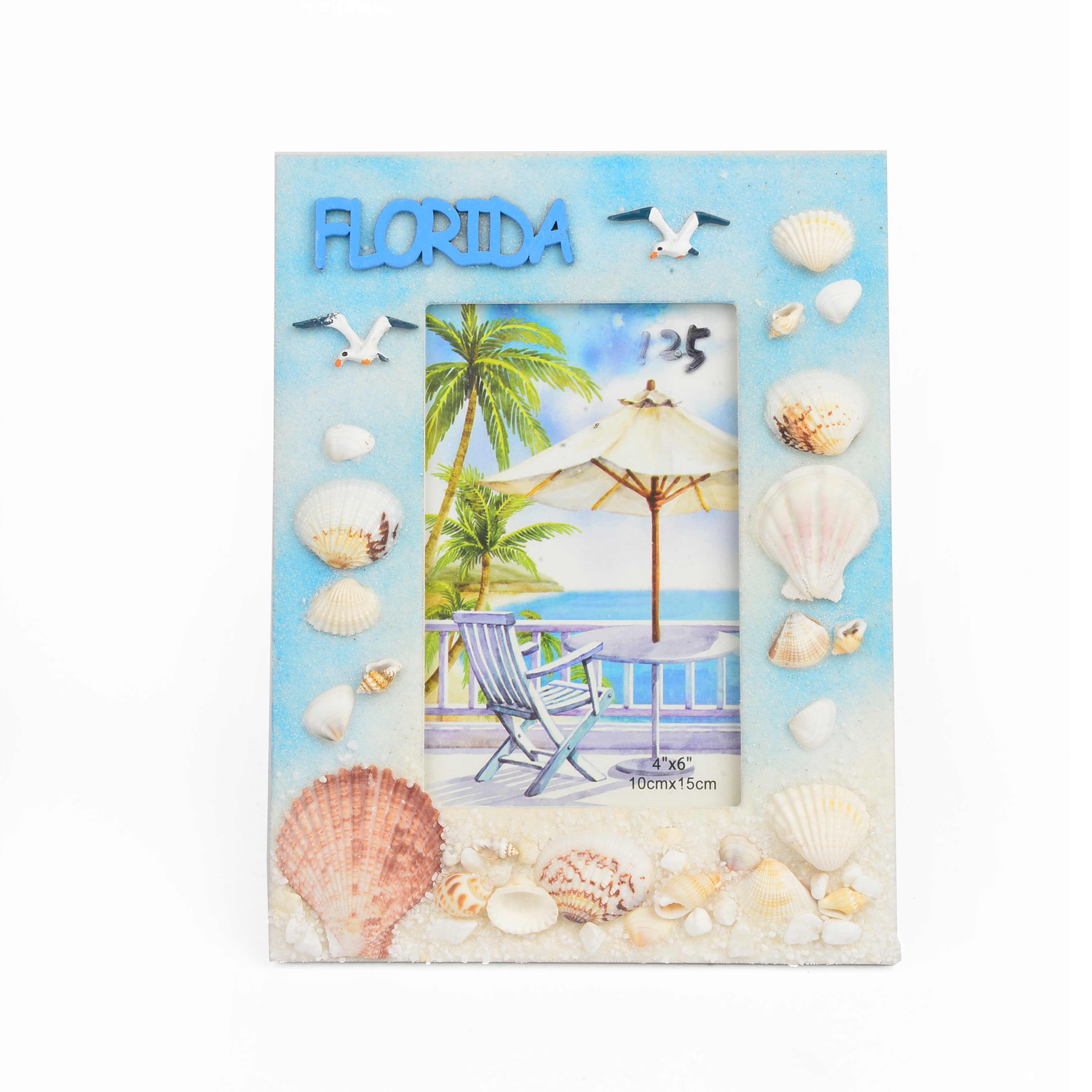 丽飞海洋系列旅游创意工艺品海滩贝壳海螺珊瑚工艺相框0008